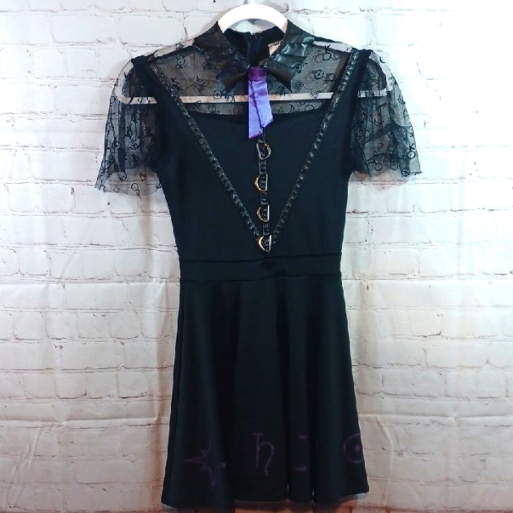 Spirit Halloween Grunge  Goth Whimsigoth  Lace Buckle Accent Girls  Dress L